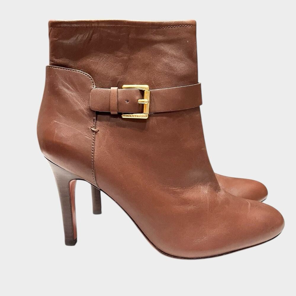 NWOT COACH Mason Brown Leather Ankle Boots Size 9.5 Stiletto Buckle - Picture 5 of 11